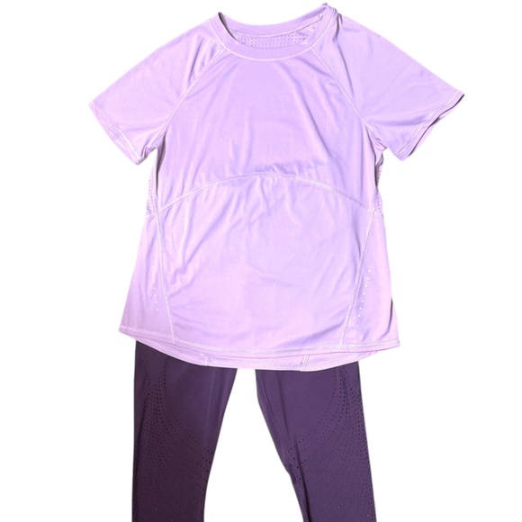 Avia Women's Crewneck Short Sleeve T-Shirt Size Medium Purple Air Vent reflector - Picture 12 of 15